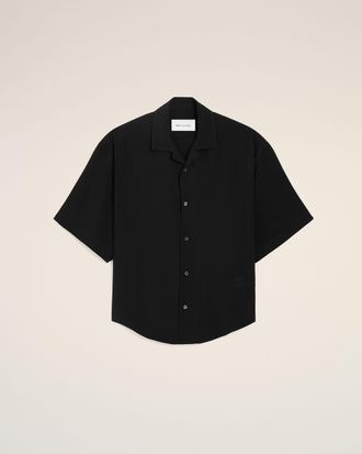 Ami Black Short Sleeve Embroidered Ami Paris Boxy Shirt Black - 36 - for Men