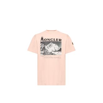 Moncler Moncler K2 Print Short Sleeve Cotton Jersey T-shirt, Men, Pink, Size: Xl