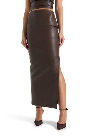 Mani&egrave;re De Voir Daisy Leather Midaxi Skirt in Brown at Nordstrom, Size 10