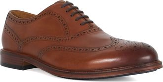 Dune London Mens Wf Solihull - Wide-Fit Brogues - Tan Leather - Size UK 6