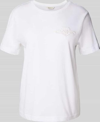 GANT Regular Fit T-Shirt aus reiner Baumwolle mit Logo-Patch in Weiss, Größe XXL