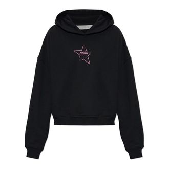 Palm Angels Printed Cotton Hoodie - Dames - Sweatshirts & Hoodies - Zwart - Maat: XS Katoen