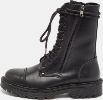 VETEMENTS Black Leather Combat Boots