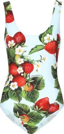 Dolce & Gabbana Blue Strawberry Print Swimsuit Size L