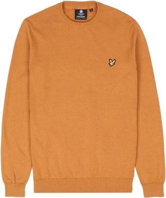 Lyle & Scott Katoenen trui met ronde hals - Heren - Ronde hals truien - Oranje - S - Katoen - Truien & Vesten