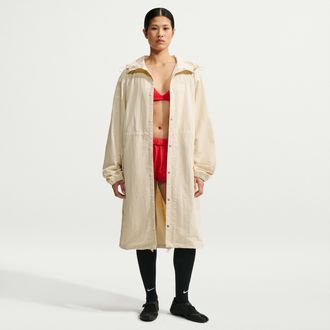 Nike Womens SKIMS Crunchy Nylon Hooded Parka in White | IV6642-106