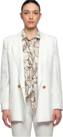 Kocca Elegante Linnenmix Double-Breasted Blazer - Dames - Blazers - Wit - S - Linnen - Jassen