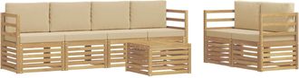 vidaXL Conjunto De Sof&aacute;s De Exterior 7 Uds. Y Beige Poli&eacute;ster Vidaxl