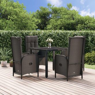 vidaXL Set De Muebles Jard&iacute;n 5 Pzas Con Cojines Rat&aacute;n Sint&eacute;tico Negro Vidaxl