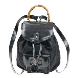 Gucci Pre-owned Backpacks, female, Black, Size: ONE SIZE Pre-owned Nylon Backpack