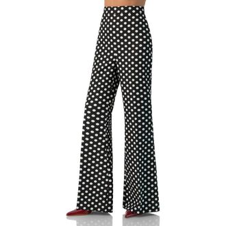 Ivonne Polka Dot Flared Pants in Black at Nordstrom, Size 14