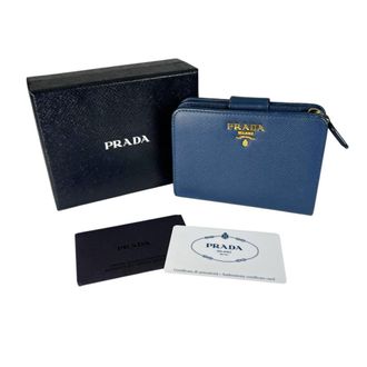 Prada Saffiano Blue Leather Wallet (Bi-Fold) (Pre-Owned)