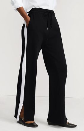 Lands End Knit High Rise Relaxed Straight Leg Side Stripe Pants in Black/white at Nordstrom, Size X-Large Tall