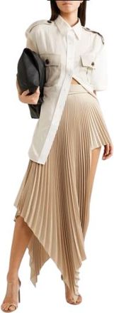 Peter Do College Safari Paneled Cotton-twill And Seersucker Shirt Size XXS