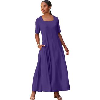 Jessica London Square Neck Maxi Dress in Midnight Violet at Nordstrom, Size Medium