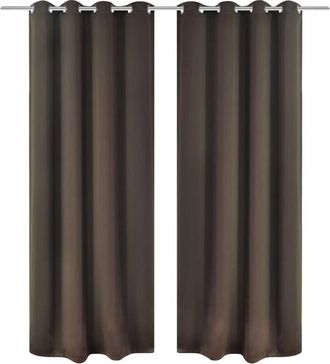 vidaXL 2 pcs Brown Blackout Curtains with Metal Rings 135 x 245 cm Vidaxl
