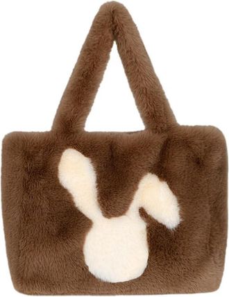 Generic Wool bag large capacity autumn and winter cute cartoon handbag crossbody bag(khaki,43 * 30 * 12cm)