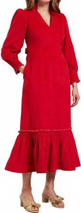 PINK CITY PRINTS Florentina Dress In Scarlet Cord