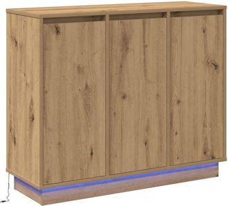 vidaXL Aparador Luz Led Madera Ingenier&iacute;a Roble Artisan 90x32x75 Cm Vidaxl