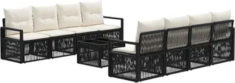 vidaXL Conjunto De Sof&aacute;s De Jard&iacute;n 9 Uds. Negro Rat&aacute;n Sint&eacute;tico Vidaxl
