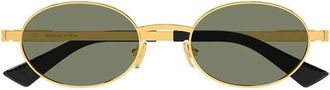 Bottega Veneta BV1470S004 Oval Metal Sunglasses - Gold