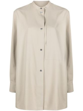 STUDIO NICHOLSON Kavali long-sleeve shirt - women - Polyester/Virgin Wool - 2 - Neutrals