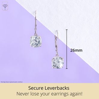 MAX + STONE Solid 10k Yellow or White Gold 8mm Cushion Cut Dangle Gemstone Earrings