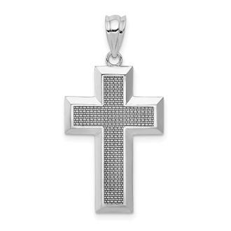 Diamond2Deal 14K White Gold Polished Textured Cross Pendant