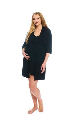Everly Grey Elia During & After 2-Piece Maternity/Nursing Sleep Set in Black at Nordstrom, Size X-Small