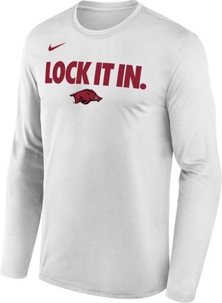 Nike Arkansas 2026 On-Court Bench Nike Mens Dri-FIT College Long-Sleeve T-Shirt in White | M22284P870ARKS-WHT