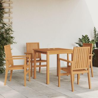 vidaXL Juego De Comedor Para Jard&iacute;n 5 Piezas Madera Maciza De Teca Vidaxl