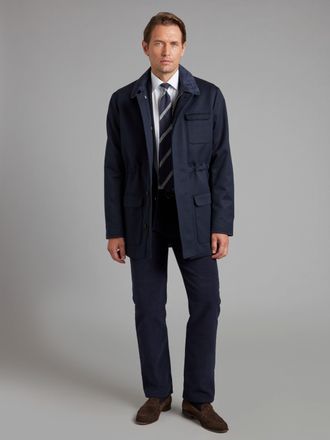 Oliver Brown Car Coat - Navy Twill
