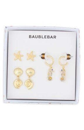 BaubleBar Follow the Current Set of 3 Stud & Drop Earrings in Gold at Nordstrom Rack