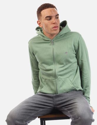 GANT Mens Shield Logo Zip Hoodie - Green - Size: 46