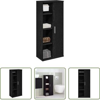 vidaXL Armadietto da bagno - Mobile da Bagno con Portarotolo Nero 39x22x90 cm