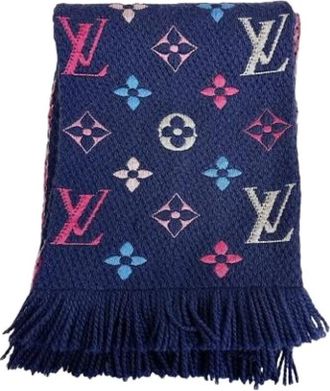 Louis Vuitton Pre-owned Vintage Monogram Sjaal - Dames - Vintage Accessoires - Blauw - ONE Size - Wol - Vintage