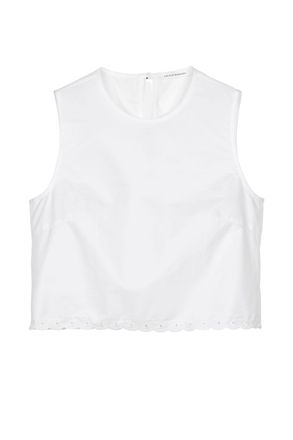 Cecilie Bahnsen Cropped Top with Broderie Anglaise Lace Detail