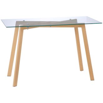 HOMCOM Tavolo Da Pranzo Per 4 Persone, 120x60x76 Cm, Tavolo Da Cucina, Piano In Vetro Temperato E Gambe In Acciaio, Trasparente