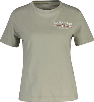 GANT T-Shirt GANT REG GRAPHIC SS T-SHIRT, Damen, Gr. 3XL, faded sage, Single Jersey, Obermaterial: 100% Baumwolle, regular fit, Rundhals, Shirts T-Shirt, r