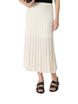 Gerard Darel Jocelyna Ribbed Knit Midi Skirt in Ecru at Nordstrom, Size Medium