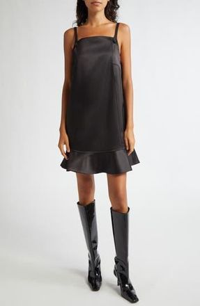 Ganni Duchesse Satin Minidress in Black at Nordstrom Rack, Size 2 Us / 34 Eu