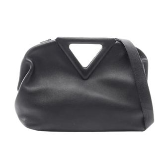 Bottega Veneta Pre-owned Handbags, female, Black, Size: ONE SIZE Pre-owned Point Medium Leather 2Way Shoulder Bag