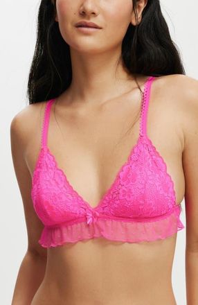 Cotton On Womens Holly Lace Triangle Padded Bralette in Charming Pink at Nordstrom, Size Small