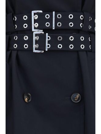 Ganni Womens Trench Coat Black Cotton