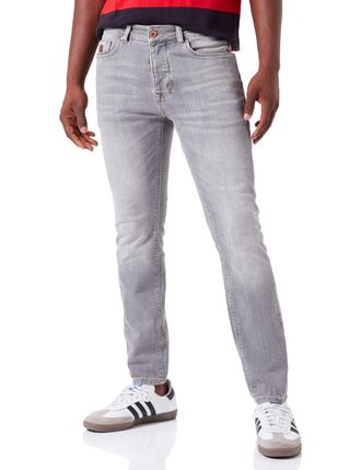 Timezone Mens Slim DwyaneTZ, Grey Brushed wash, 36/32