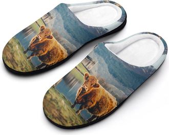 Generic Basse Castle Scottish Highlands Cow Mens Slippers Memory Foam Winter Warm Sandals Slip On House Shoes Size 7-14
