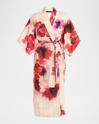 Natori Mizuki Floral-Print Charmeuse Robe