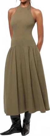 WeWoreWhat Halter Corset Midi Dress In Olive