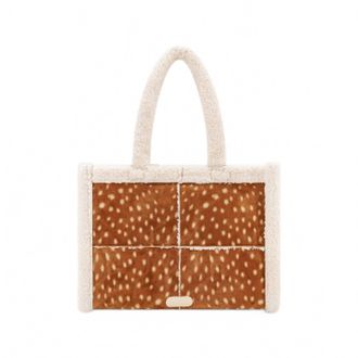 Like Dreams Womens Doehaven Sherpa Faux Fur Tote Bag In Beige
