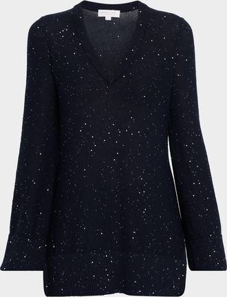 Michael Kors V-Neck Sequin Knit Sweater